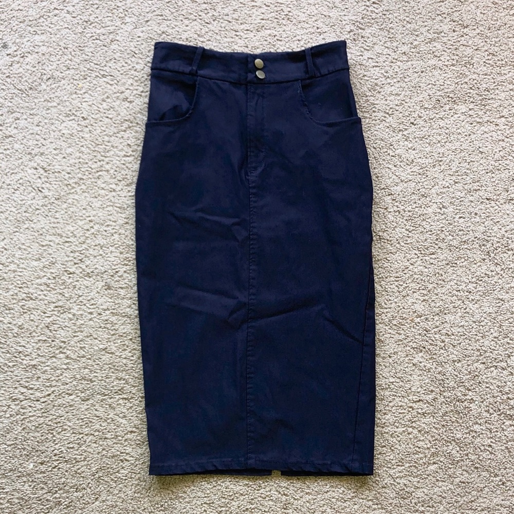 Navy Pencil Skirt